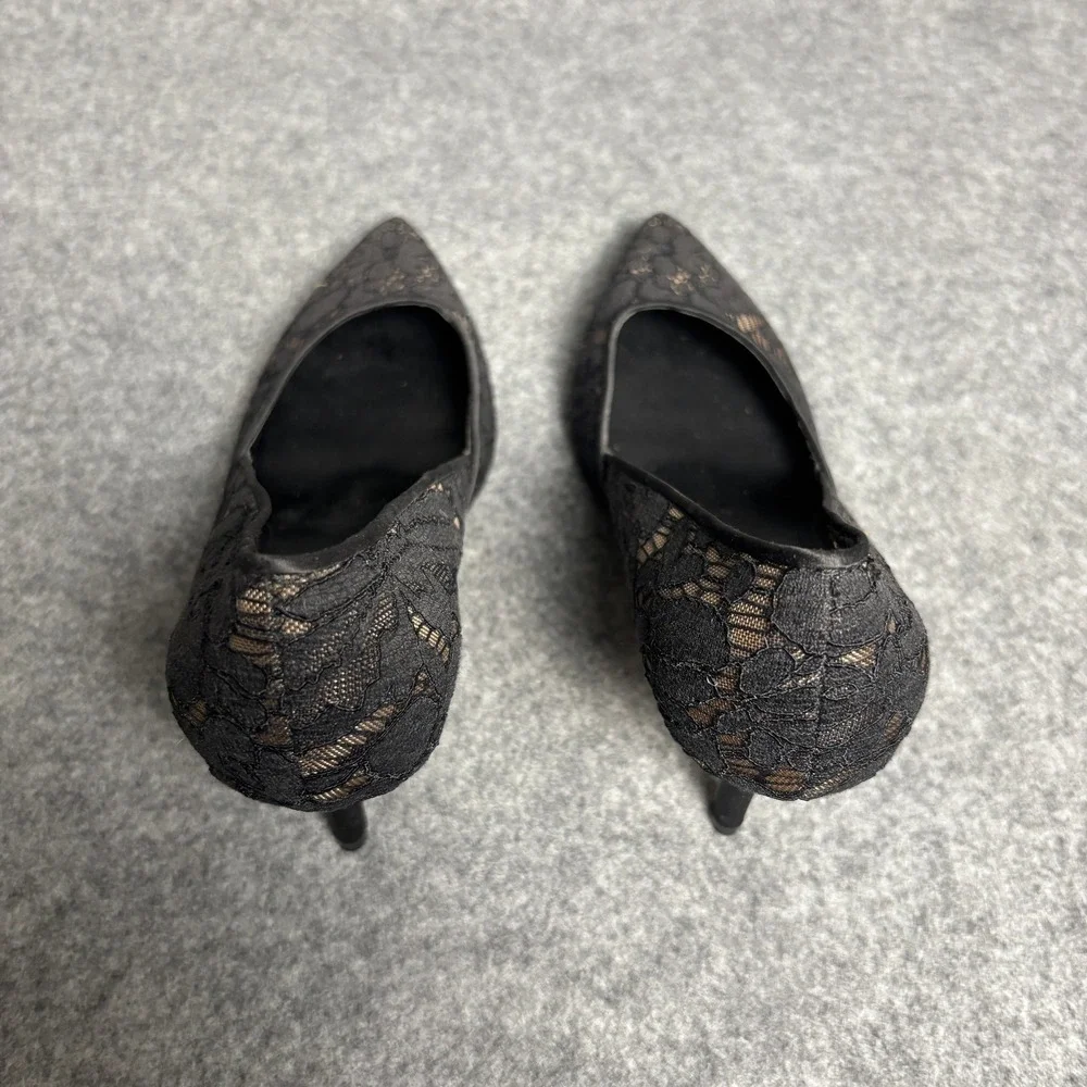 Marc Fisher Black Floral Lace Pointed Toe High Heel Pumps Dress Shoes Womens 8M